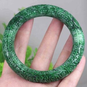 Green jadeite Moire Bracelets Certified Natural Not optimized